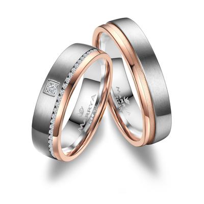 Partnerring MARRYA "Titan Ringe Trauringe Eheringe Partnerringe" Gr. 50, rosa (damen ring, silber, rosé), Fingerringe, D