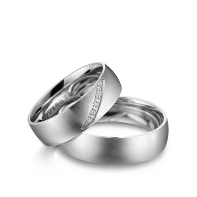 Partnerring MARRYA "Edelstahl Ringe Trauringe Eheringe Partnerringe" Gr. 52, silber (herren ring, silber), Fingerringe, 