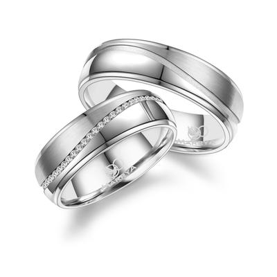 Partnerring MARRYA "Edelstahl Ringe Trauringe Eheringe Partnerringe" Gr. 58, silber (damen ring, silber), Fingerringe, D