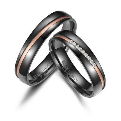 Partnerring MARRYA "BLACK TITANIUM by MARRYA" Gr. 62, schwarz (damen ring, schwarz, gold), Fingerringe, Damen, 62, Titan