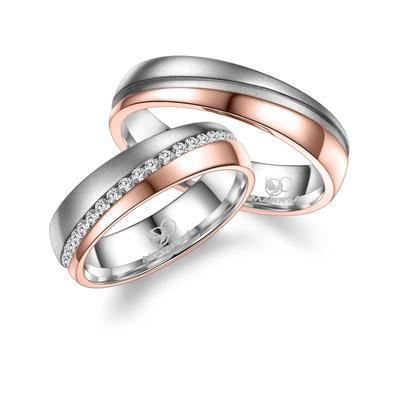 Partnerring MARRYA "Edelstahl Ringe Trauringe Eheringe Partnerringe" Gr. 64, rosa (herren ring, silber, rosé), Fingerrin