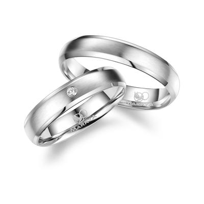 Partnerring MARRYA "Silber Ringe Trauringe Eheringe Partnerringe" Gr. 54, silber (damen ring, silber), Fingerringe, Dame