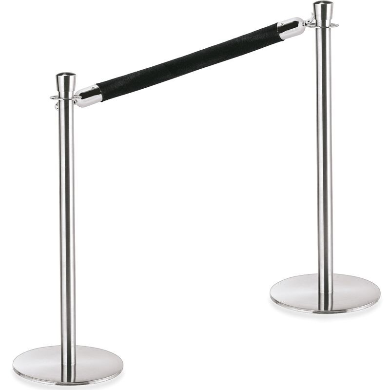 2x Abgrenzungspfosten Zylinder + 1x Verbindungstau 1,5 m schwarz, silber, Serie Classic Image