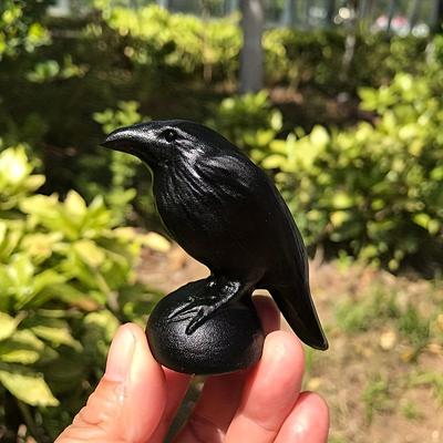 TEMU 1pc Natural Obsidian Crow Carved Stone, Loose Gemstone Ornament, Home Decoration, Holiday Gift