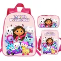 3 pezzi Set Gabby Dollhouse Prints zaino per ragazze della scuola primaria Pink Bag Pack Cute Gabby