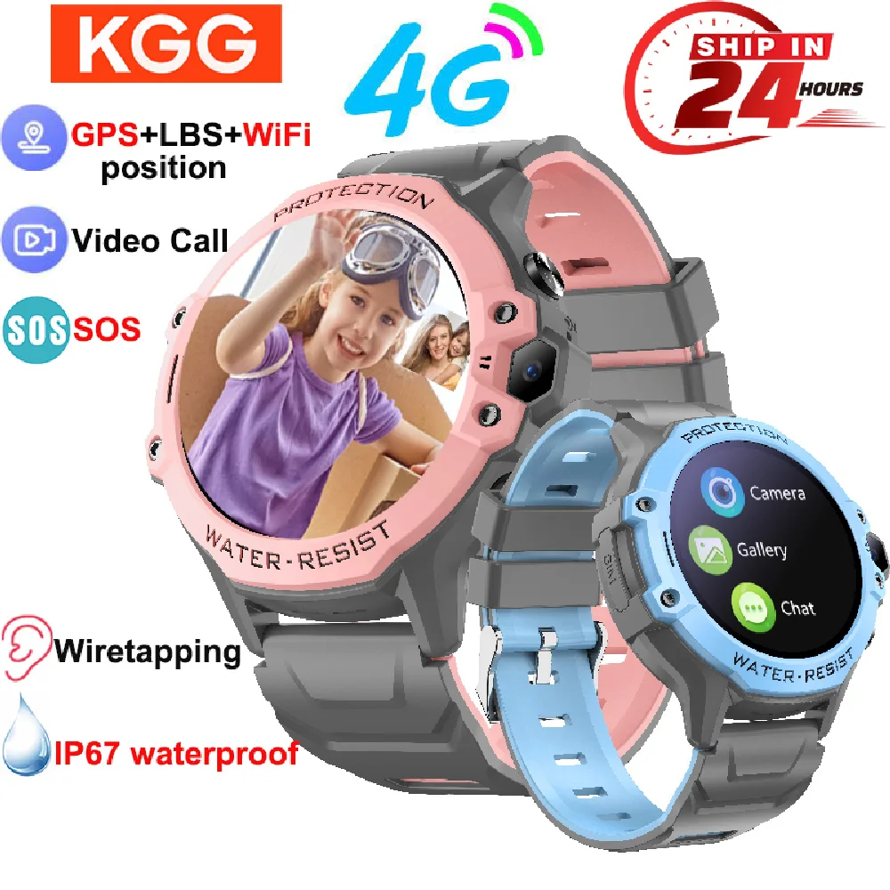Kids Smart Watch 4G GPS LBS WIFI SOS Video Call Remote Monitor IP67 Waterproof Smartwatch Children Smart Phone Watch Boys Girls