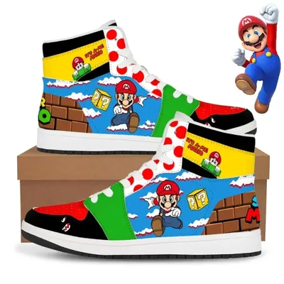 Super Marios Bros Anime Shoes for Men Women Cartoon Cosplay Sneakers Boys Girls High Top Fashion Running Shoes Kids Sports Shoes
