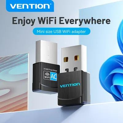 Vention WiFi Adapter Dual Band 2.4G/5Ghz WiFi5 USB WiFi Card Dongle for Desktop Laptop Wifi Antenna