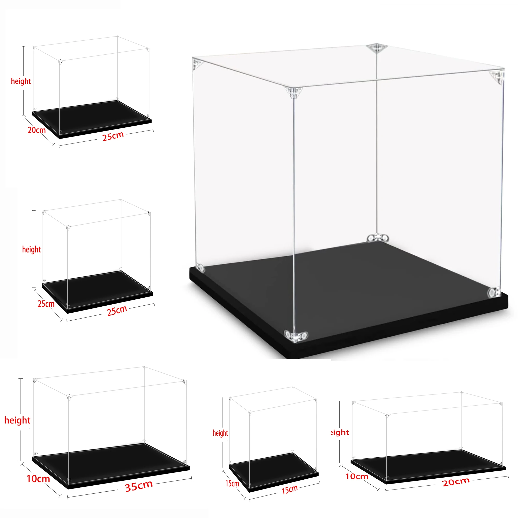 Vetrina in acrilico da 150 dimensioni per oggetti da collezione assemblare scatola di visualizzazione trasparente antipolvere per action figure modello bambola giocattoli display