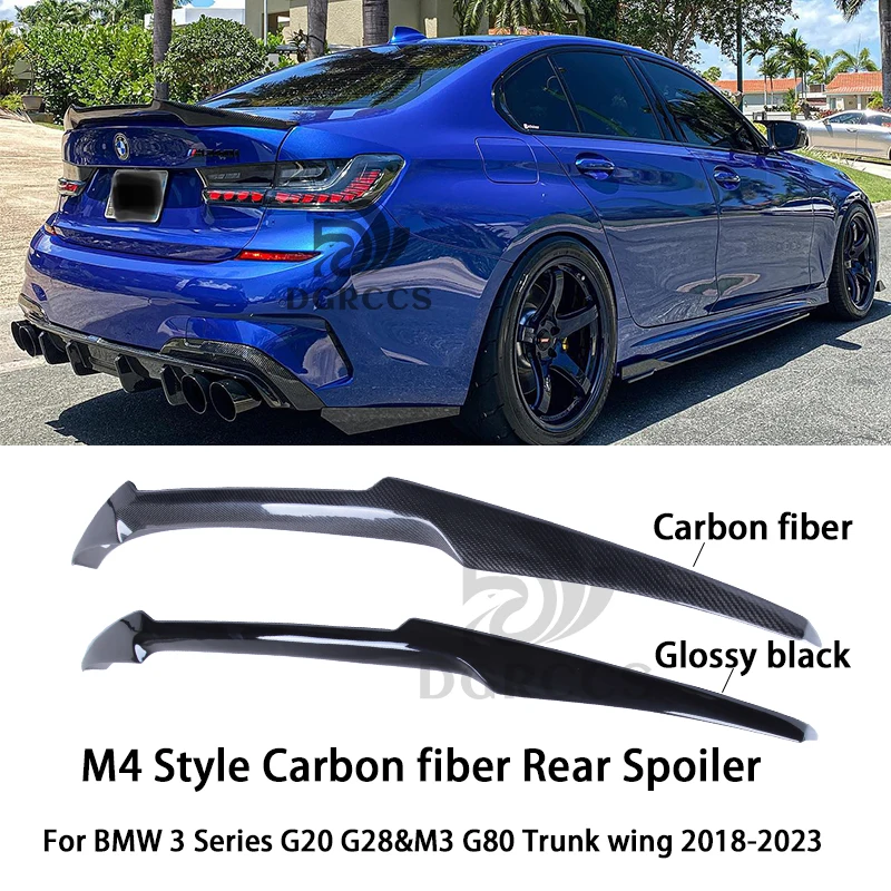 Spoiler posteriore in fibra di carbonio stile M3 G80 M4 per BMW Serie 3 G20 G28 2018-2026, nero lucido