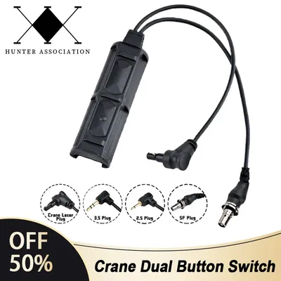 Tactical Crane Dual Pressure Button Switch SF PLUG 2.5/3.5MM Remote Switches Fit PEQ DBAL OGL Laser M300M600 Hunting Flashlight