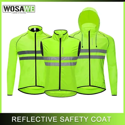 WOSAWE Cycling Windbreaker Men Packable Windproof Reflevtive Jacket Running Biking Hiking Riding Wind Coat MTB Bicycle Jersey