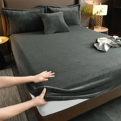 Plush Thicken Bed Cover Bed Sheets Set Padded Elastic Mattress Covers Soft Queen King Solid Color 150/160x200 For Free Shipping