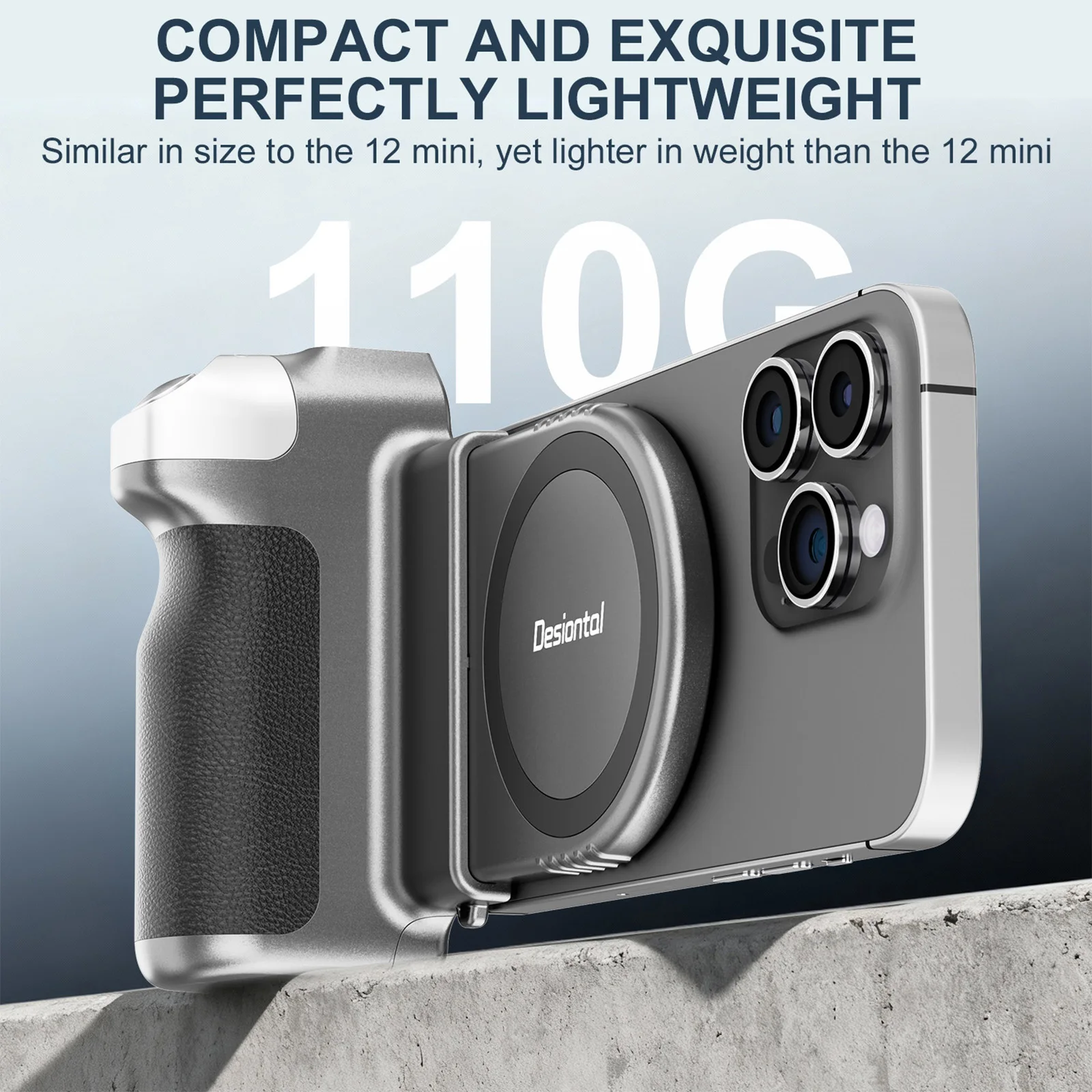 New Smartphone Handheld Selfie Booster Grip with Bluetooth Remote Shutter w Coldshoe for iPhone Android Phone Stabilizer