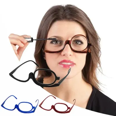 Rotating Makeup Reading Glasses Anti Blue Light Magnifying Glasses Make-Up Presbyopic Eyeglasses