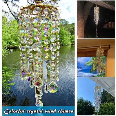 Chandelier Wind Chimes for Home Room Decor Colorful Crystal Wind Chimes Outdoor Garden Backyard Patio Lawn Decor Gifts