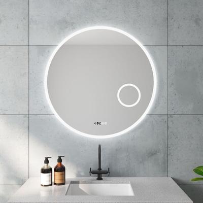 Aquabatos - Runder led Badspiegel 80cm Uhr Rundspiegel mit hinterleuchteter Beleuchtung und Image