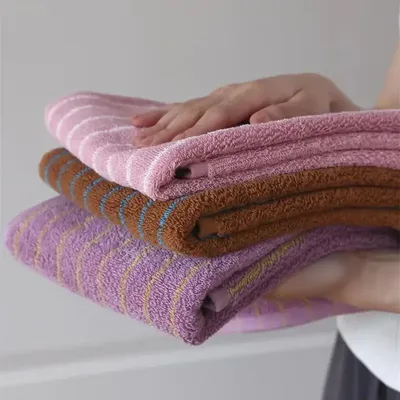 Retro Striped Cotton Towel Skin-Friendly Face Towel 70*140cm Bath Towels Soft Absorbent Face Towel Kitchen Towel