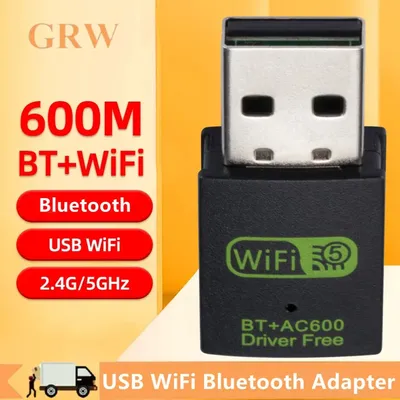 USB WiFi Bluetooth Adapter 600Mbps Dual Band 2.4/5Ghz Wireless WiFi Receiver 2 in 1 Bluetooth WiFi