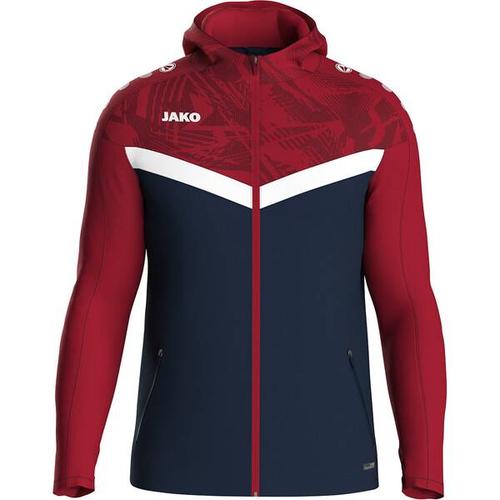 JAKO Herren Kapuzensweat Kapuzenjacke Iconic, Größe M in marine/chili rot