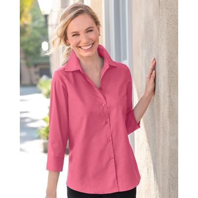 Appleseeds Women's Perfect-Fit Three-Quarter-Sleeve Shirt - Pink - 18 - Misses