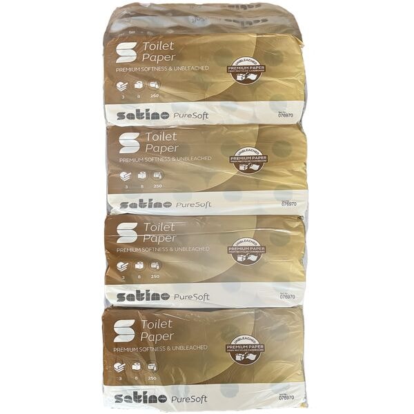 Satino PureSoft Premium Recycling-Toilettenpapier 3-lagig, 64 Rollen braun Image