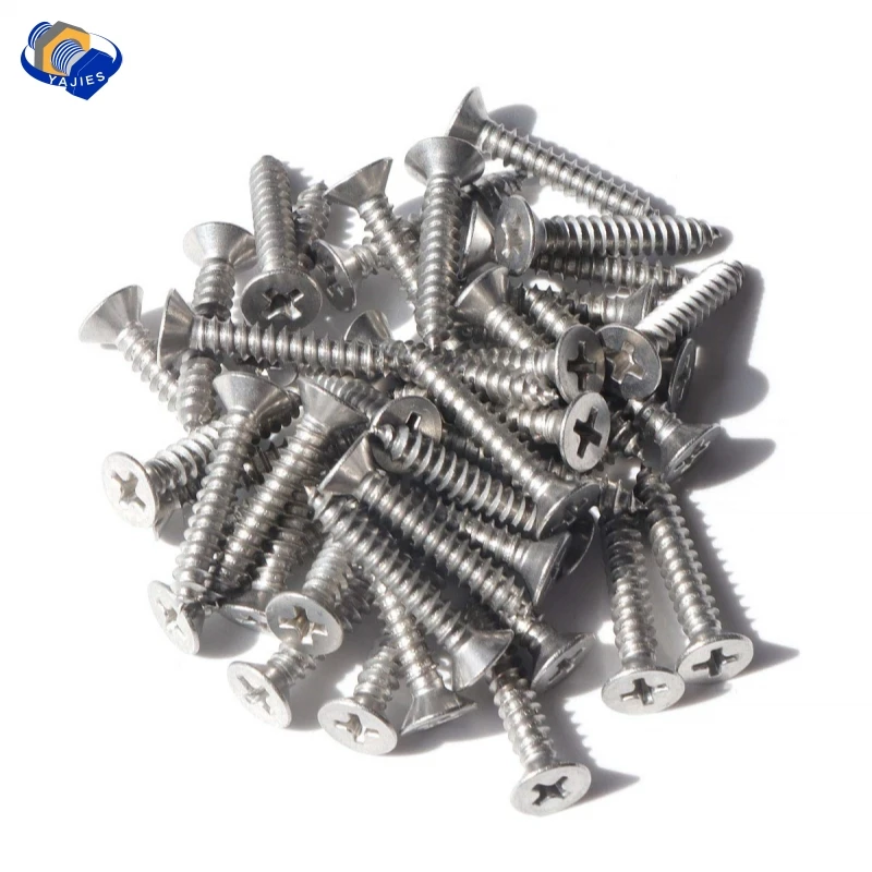 # 63/3,5 mm # 8/4,2 mm 50/20 Stück Edelstahl-Phillips-Schrauben mit flachem Kopf, 18–8 (304), Senkkopf-Blechschrauben aus Edelstahl Image