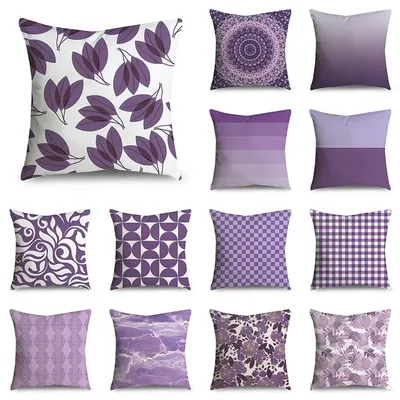 Kissen bezug Home Sofa Dekoration Kissen lila Muster Kissen bezug Blumen auto Image