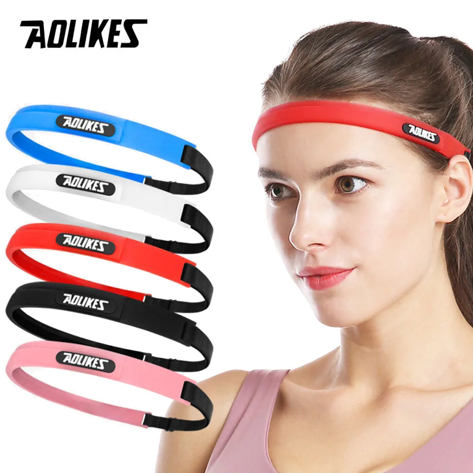 Aolikes 1 pcs elastischer Kopf Schweiß band weiches Silikon laufen Yoga Schweiß band für Männer Frauen Fitness Basketball Tennis Stirnband Image