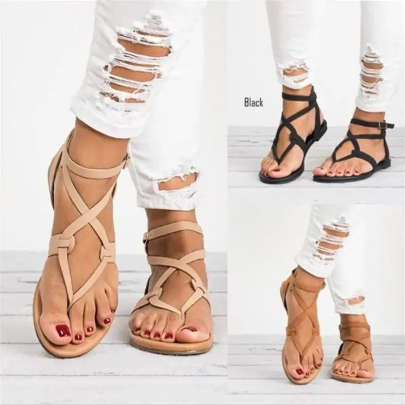Kommen Frauen Sandalen Gladiator Sommer Frauen Schuhe Plus Größe 35-43 Flache Sandalen Schuhe für Frauen Casual Rom Stil alias 458