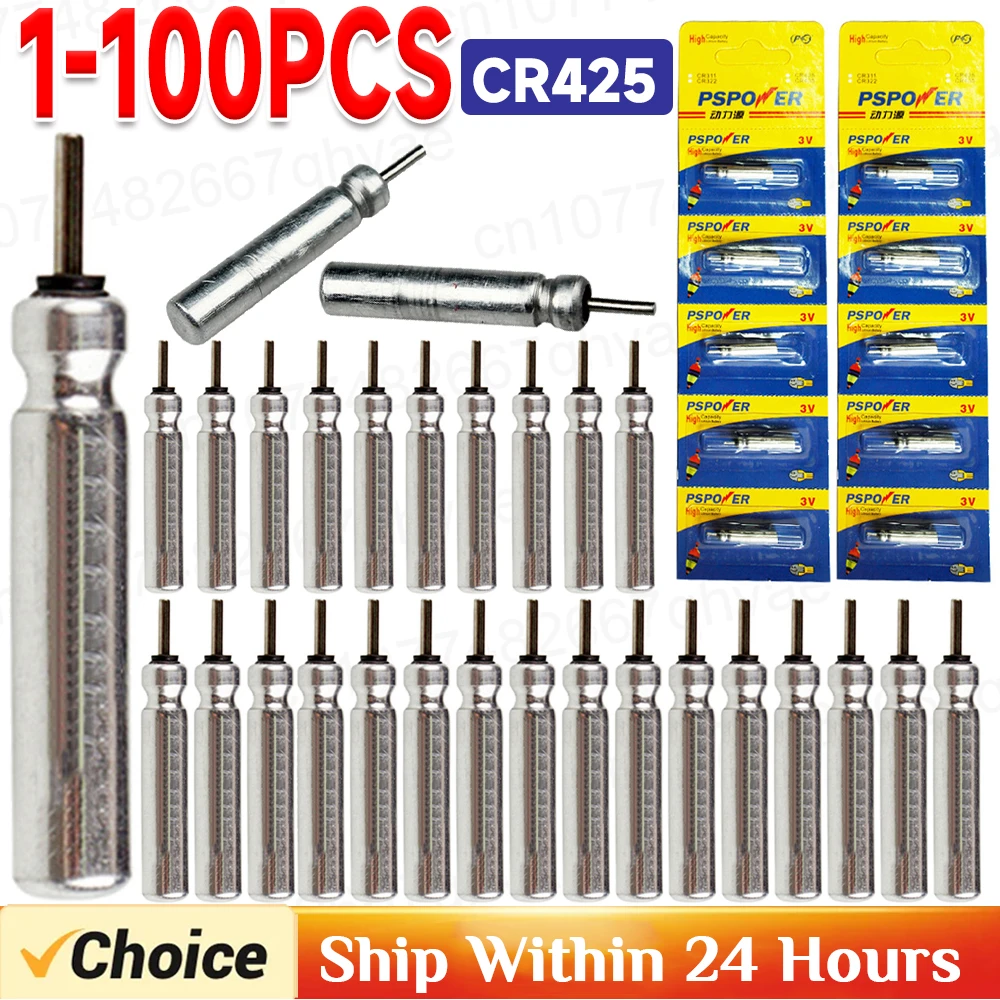 1-100PCS Leucht Elektrische Batterie CR425 Angeln Schwimmt Lithium Pin Batterie Tackles Nacht Angeln Float Angeln Zubehör Image
