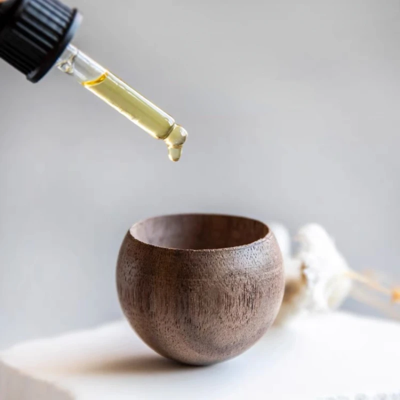 Holz-Diffusor für ätherische Öle, der nicht ausgießt, kleiner runder Ei-Auto-Diffusor für ätherische Öle, Holz, Zuhause, Yoga, Schiebeöl, Aroma-Inhalator Image