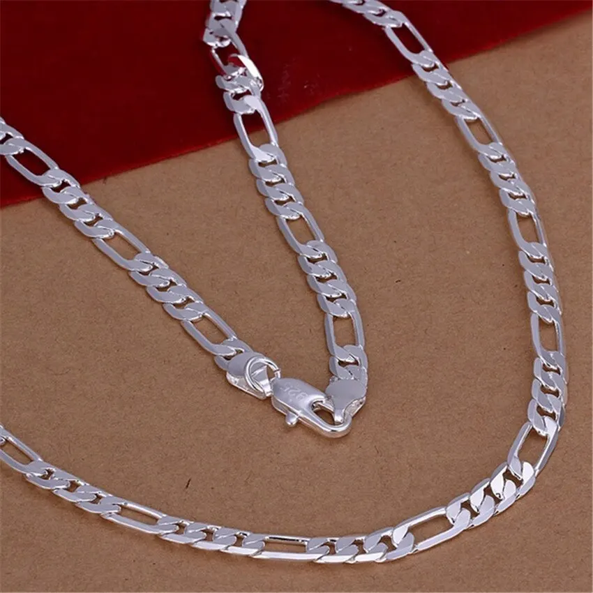 6mm Flache Kette Silber Farbe Solide Halskette Mode Schmuck Frauen Männer Großhandel Hohe Qualität Hochzeit Geschenk Image