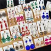 10/20 Paare/los Farbige Große Zirkon Inlay 925 Silber Nadel Kupfer frauen Ohrringe Mode Elegante Gemischte Stile Ohrring schmuck