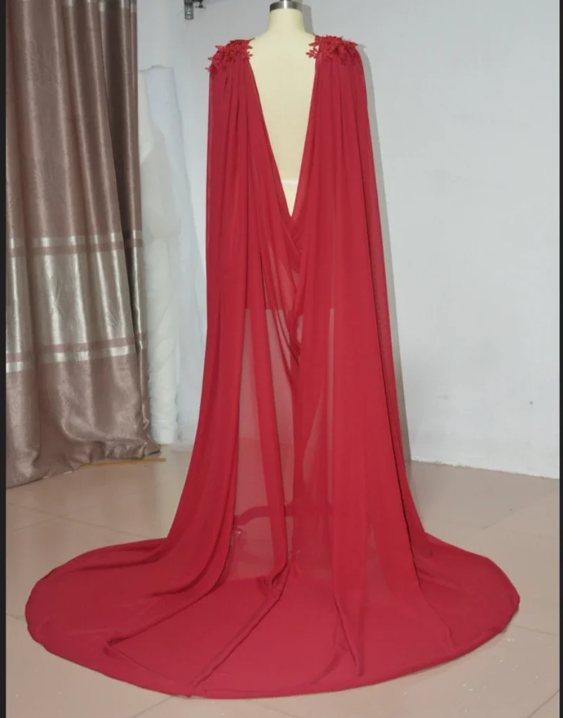 Abnehmbarer Hochzeitsumhang aus schwarzem Chiffon oder Brautumhang, Hochzeitsaccessoires nach Maß Image