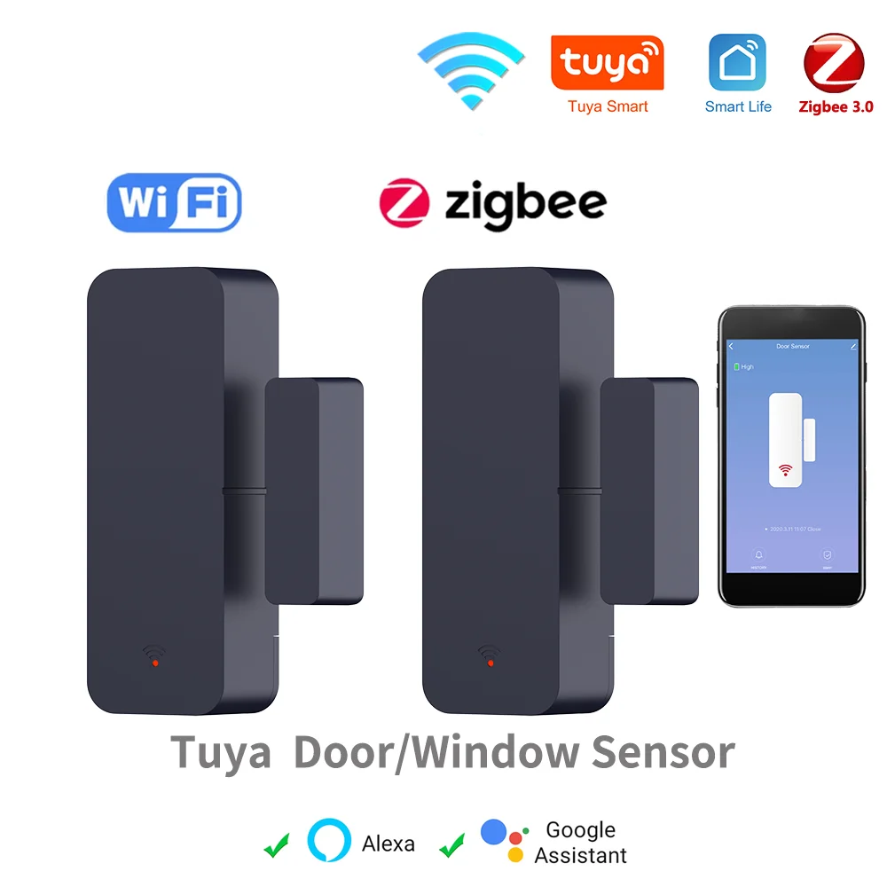 Tuya ZigBee Wifi Tür sensor Fenster Eingang Sensor Sicherheit Einbrecher Magnets ensor Alarm Smart Life Arbeit mit Alexa Google Home