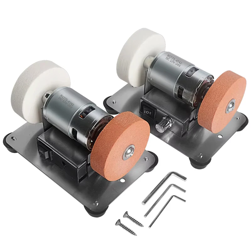 100 W Mini-Schleifmaschine für den Haushalt, elektrisches Schleifen, Polieren, Tischschleifen, grobe und feine Doppelschleifscheiben Image