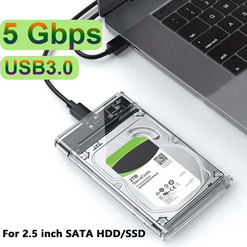 USB3.1 Externes Festplattengehäuse 2,5-Zoll-Festplattengehäuse Schnelles 5 Gbit/s USB zu Micro Typ-C SATA HDD SSD-Aufbewahrungskoffer für Laptop-PC Image