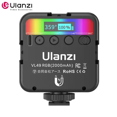 Ulanzi VL49 RGB Mini Pocket RGB Videoleuchte Fülllicht für DSLR-Kamera Smartphone Fotografie Live-Streaming 2500-9000K 2000mAh
