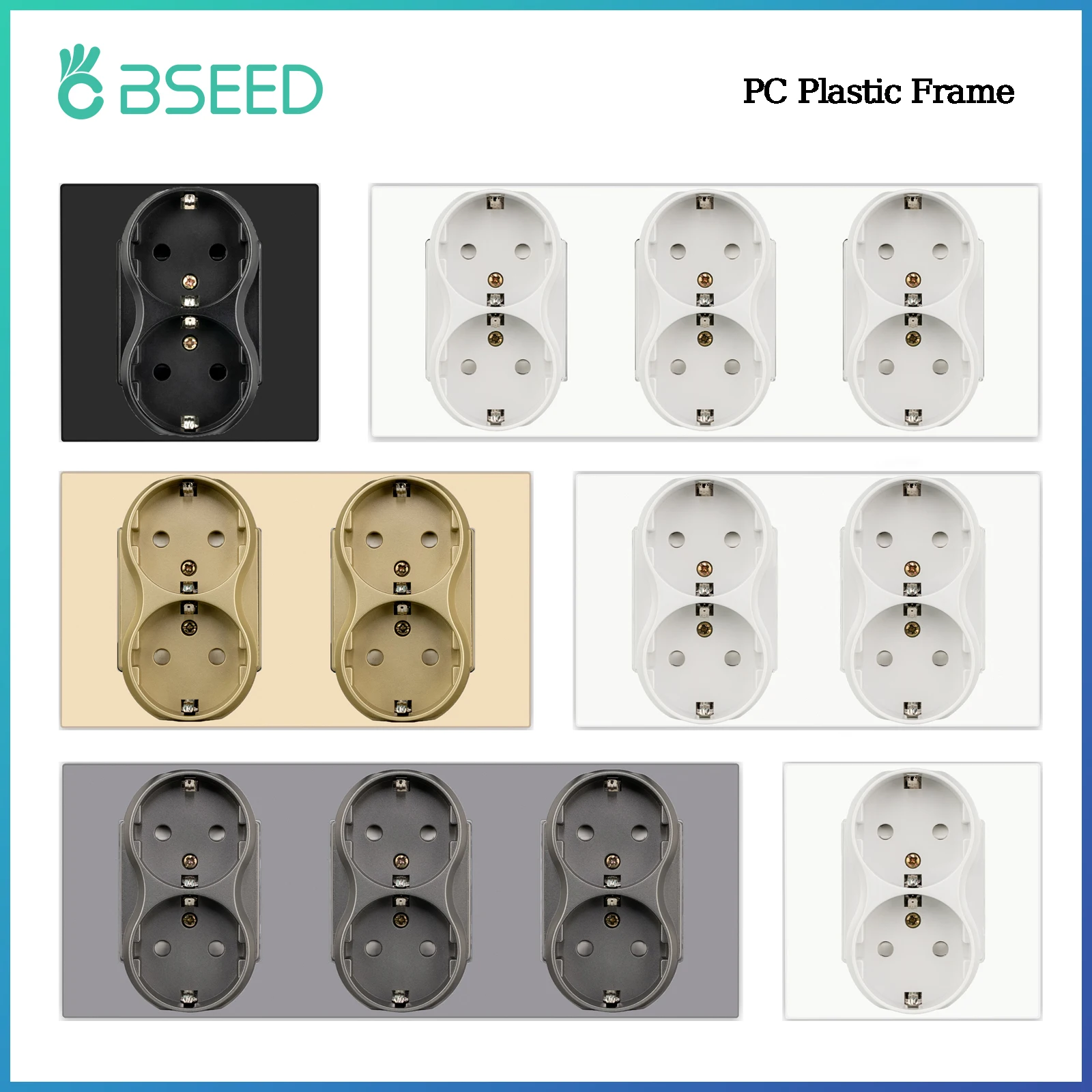 Besamen EU Wand Power Doppels teck dosen Doppels teck dosen Steckdose Kunststoff platte weiß schwarz 110-250V für Home Office Image