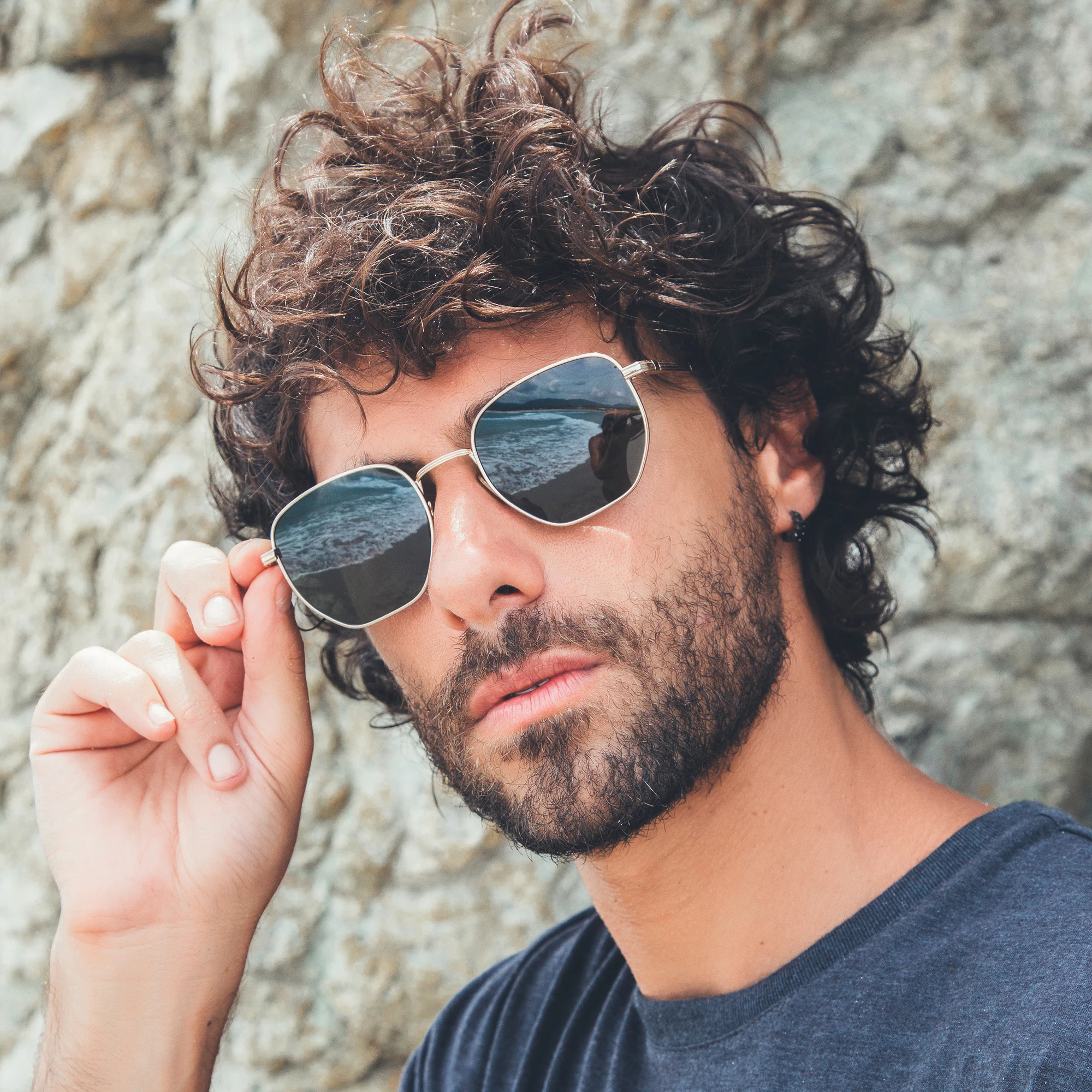 ZENOTTIC Modische, sechseckige, geometrische, polarisierte Sonnenbrille für Männer und Frauen, Polygon-Metallschirm, Piloten-Sonnenbrille, ZS1203 Image