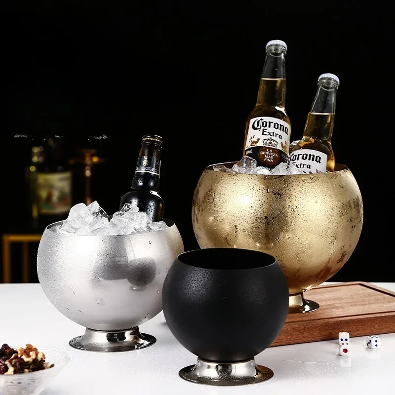 Nordic Tragbare Eis Eimer Bar KTV Edelstahl Eis Eimer Eiswürfel Eimer Champagner Rotwein Kühlung Eimer Bier Barrel Image