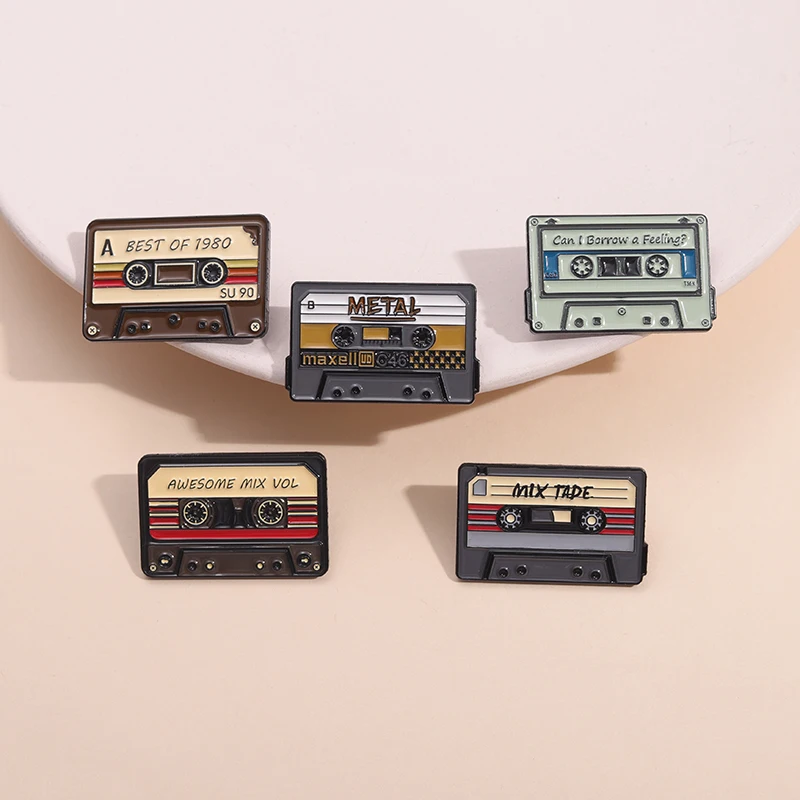 80' Vintage Kassettenband Emaille Pins Best Of 1980 Tapes Broschen Rucksack Abzeichen Revers Hemdkragen Geschenk für beste Freundin