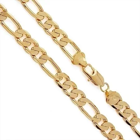 Hochwertige Halsketten aus 18 Karat Gold, 20 Zoll, klassische 8 mm seitliche Halskette für Herren, Modeschmuck, Geschenke, Hochzeit, Party, verblasst nicht Image