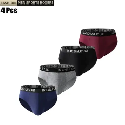 4 stücke Slips Herren sexy Höschen Unterhosen Mann Slips Unterwäsche 100% Baumwolle für männliche Unterhosen Mann Baumwolle große Größe viel weich Image