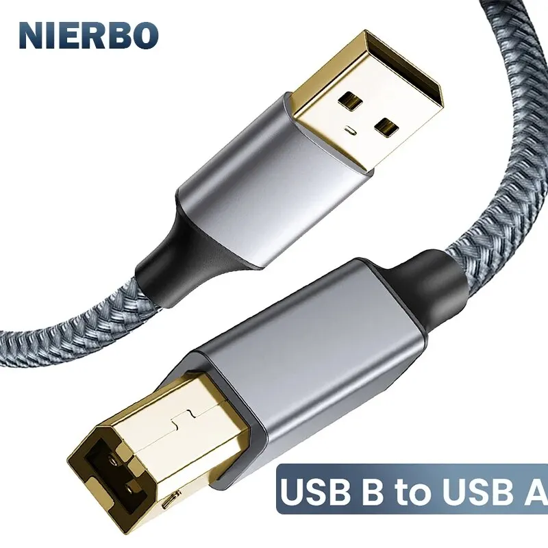 NIERBO USB B auf USB A Druckerkabel USB 2.0 Stecker auf Stecker Scannerkabel Hochgeschwindigkeitsdruckerkabel für HP Canon Epson Dell Lexmark Image