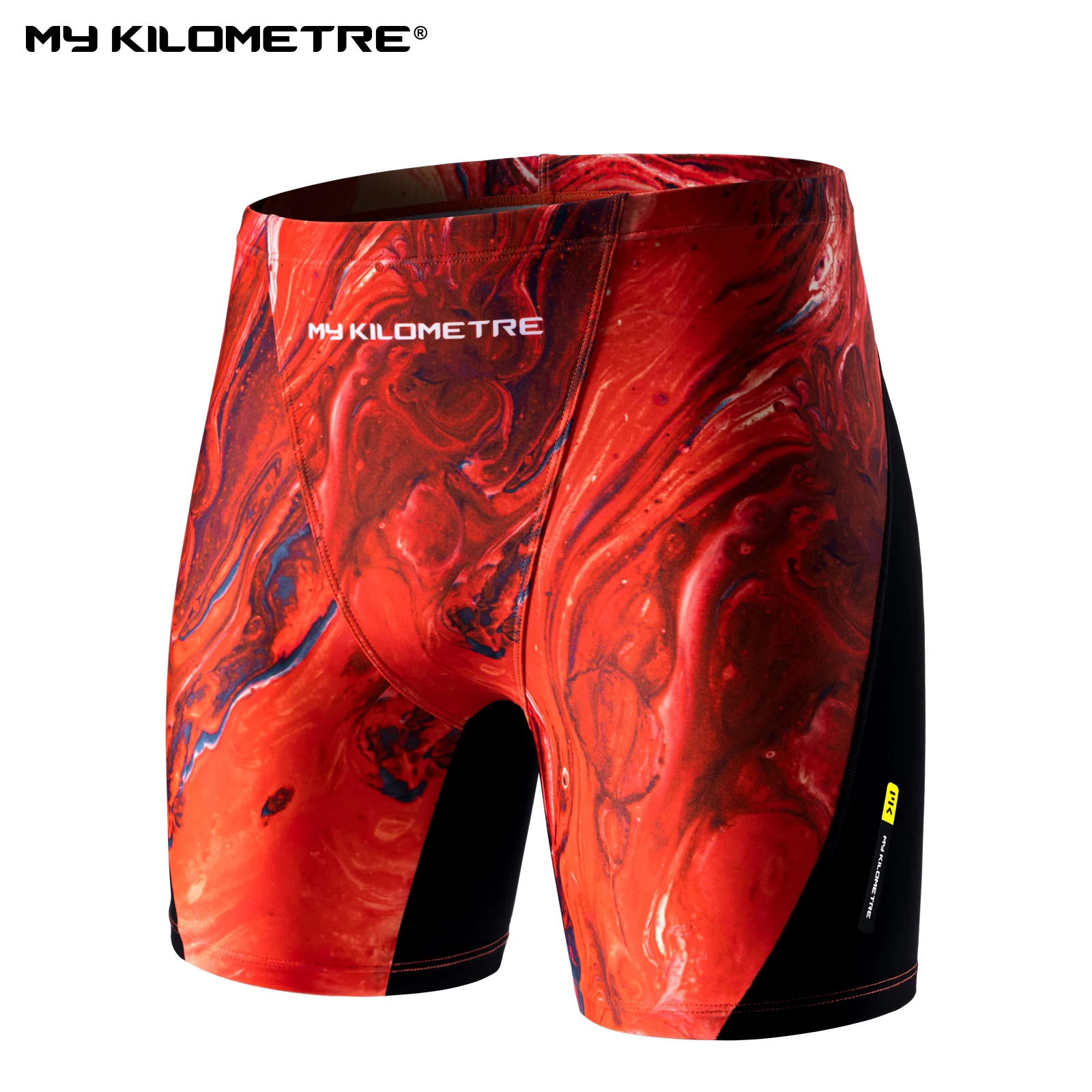 MY KILOMETRE Herren sportliches Bein mit quadratischem Bein Schwimmen Jammers Lavarot Langlebig Training Splice-Badeanzug Sportliche Bademode Badehose Image