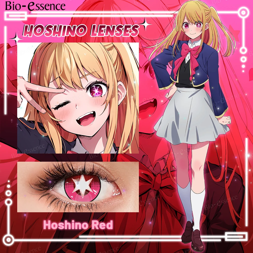Bio-essence 1 Paar Oshi No Ko Cosplay Kontaktlinsen Ai Hoshino Rubi Ruby Akuamarin Kana Cosplay Rosa Linsen Lila Anime Linsen Image