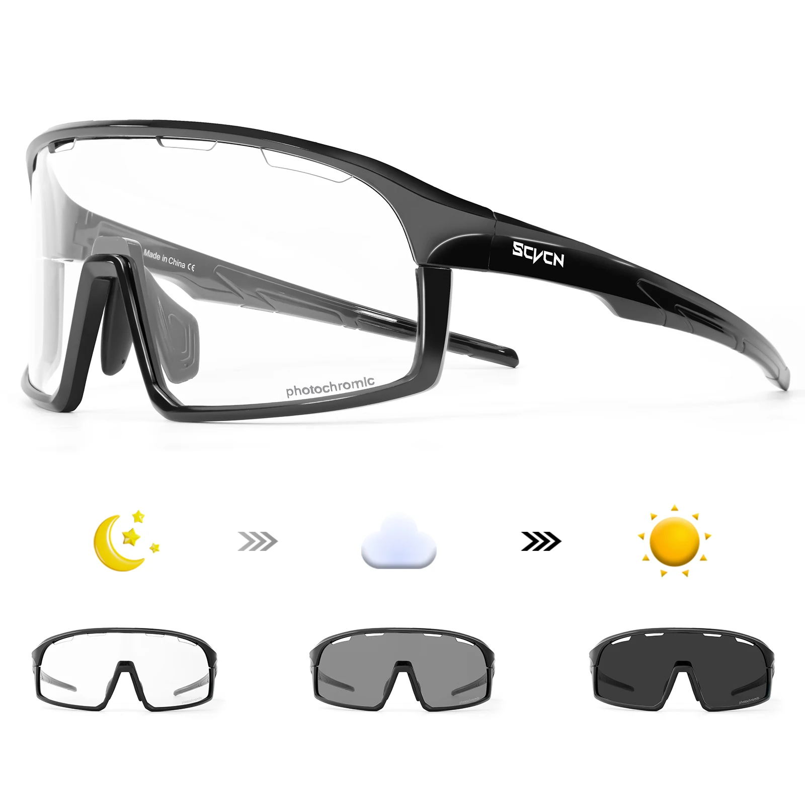 Scvcn photo chrome uv400 Outdoor-Radsport-Sonnenbrille für Männer Sport Fahrrad brille Fahr brille MTB Frauen Baseball brille Image
