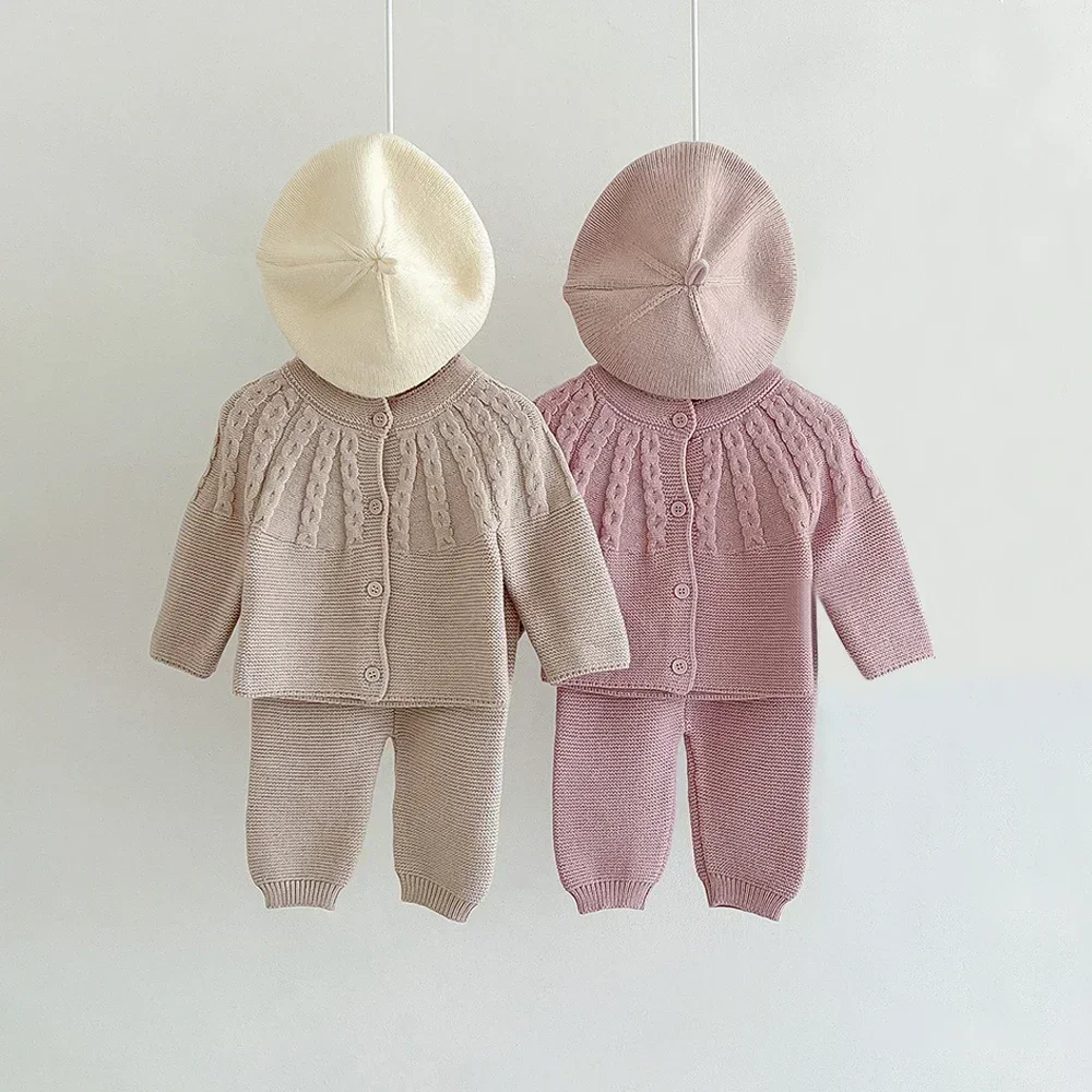 Herbst Baby Mädchen Kleidung Set 2Pcs Stricken Pullover + Hosen Für Baby Mädchen Neugeborenen Baby Kleidung Für Frühling Image